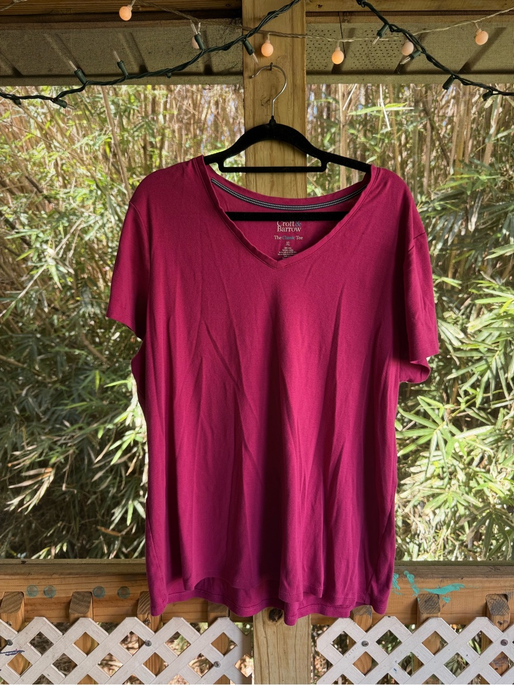 croft & barrow V-Neck Short Sleeve Tee in Raspberry